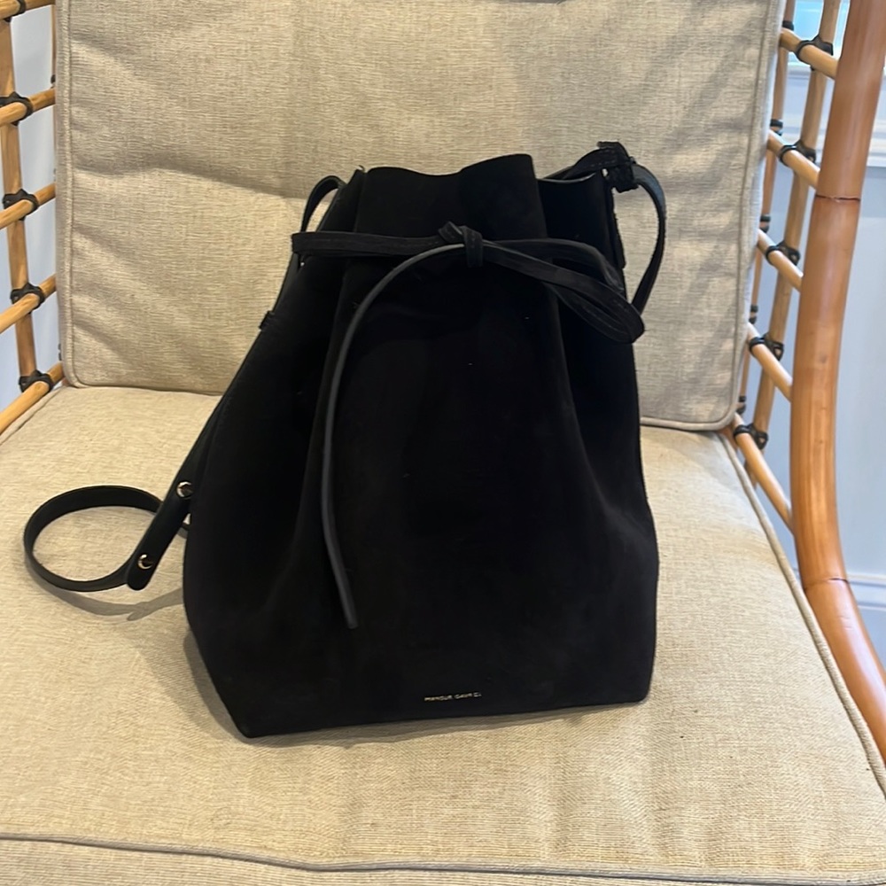 Mansur Gavriel Black Suede Bucket Bag EUC
